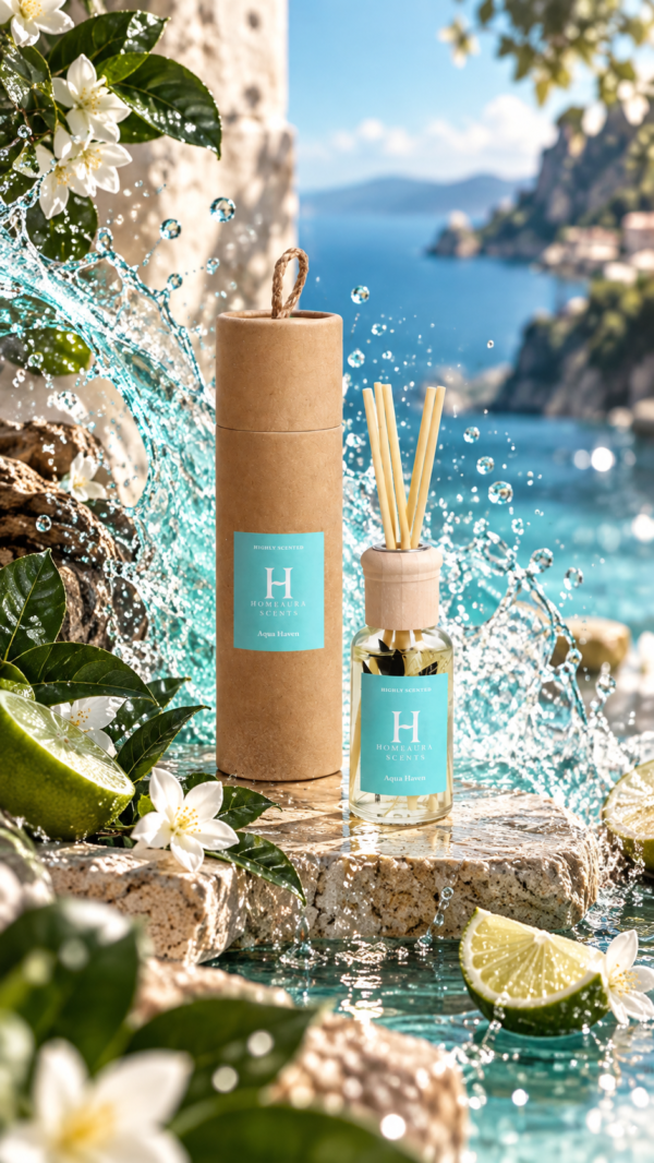 Aqua Haven 50ml reed diffuser by Homeaura Scents