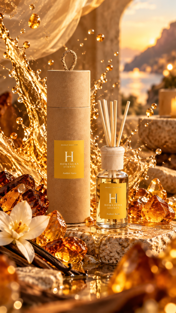 Amber Aura reed diffuser by Homeaura Scents