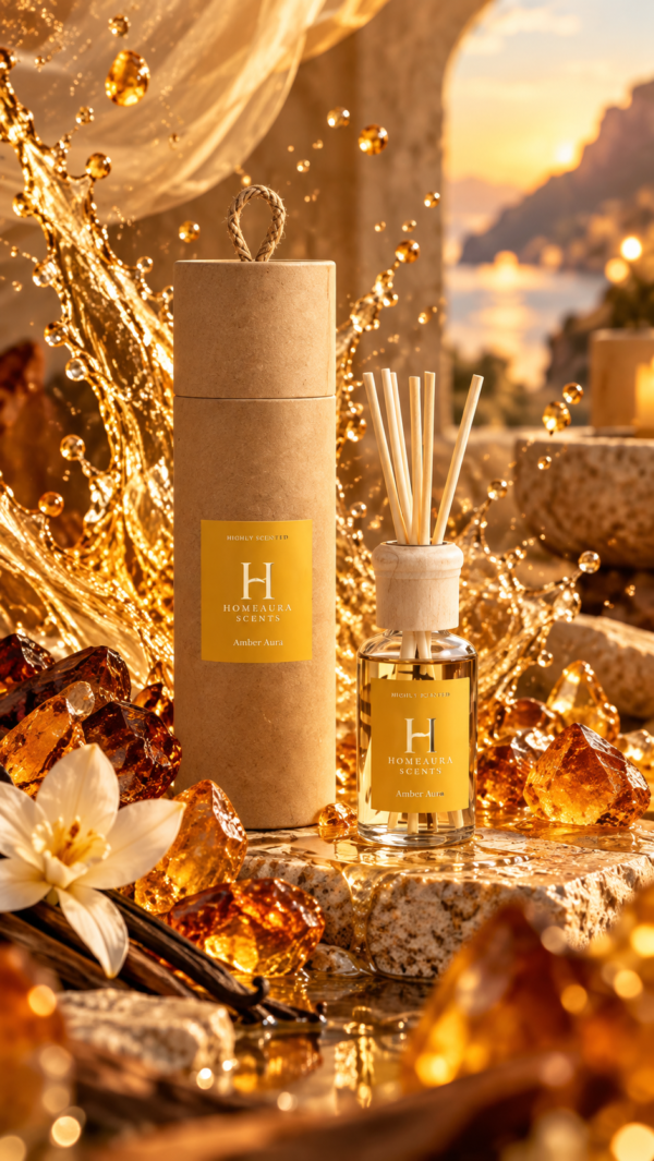 Amber Aura reed diffuser by Homeaura Scents