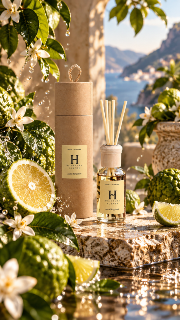 Aura Bergamot reed diffuser by Homeaura Scents