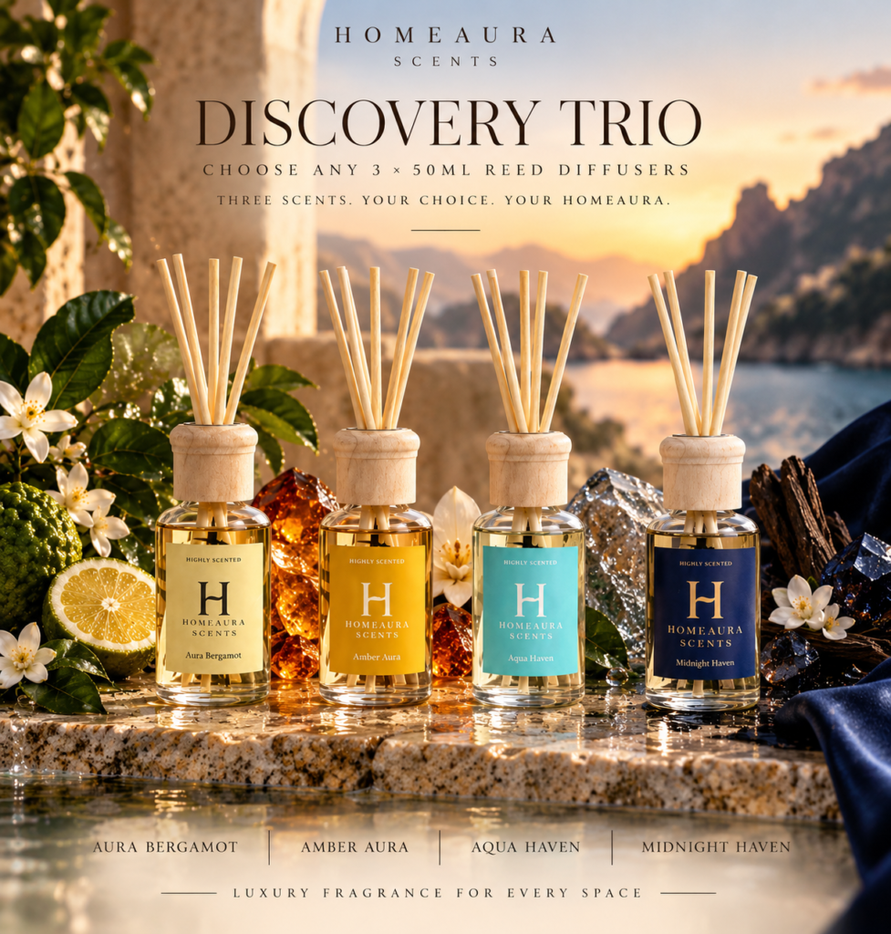 Homeaura 50ml Discovery Trio reed diffusers – choose any 3 scents